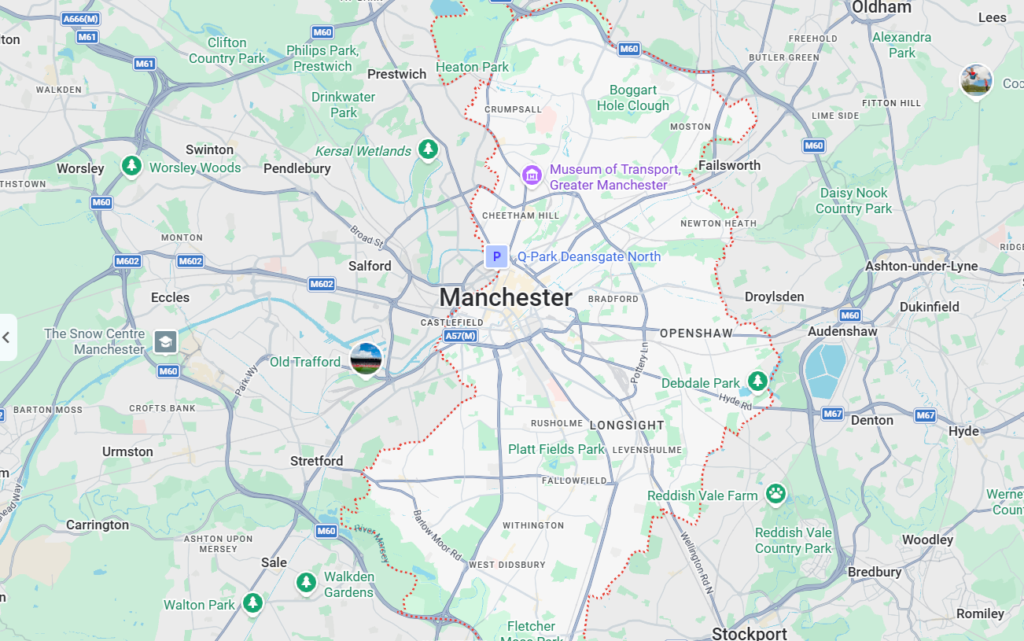 Map showing our lie detector test venue at Salford Quays, Manchester